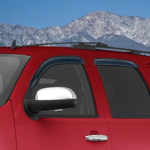 Image of Nilight Tape-On Rain Guards for Chevy Tahoe GMC Yukon 2007-2014, 4PCS | Fits 2007 2008 2009 2010 2011 2012 2013 2014 Tahoe Yukon Side Window Wind Deflectors for Fresh Air in Rainy Weather