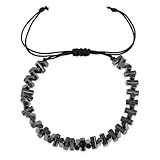 Frigotine Black Cross Hematite Braided Bracelet for Man Woman, Goth Handmade Healing Energy Adjustable String Rope Jesus Bracelets Religious Punk Accessories Fashion Jewelry Fathers Gift