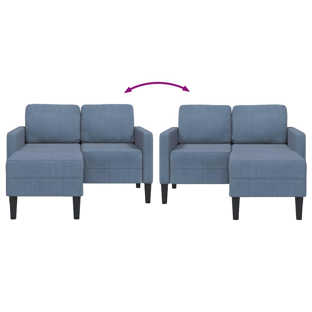 Genérico Sofá de 2 plazas con Chaise Longue Forma de L Azul 125 cm Lino,Mobiliario,Sofás,Azul,4107079
