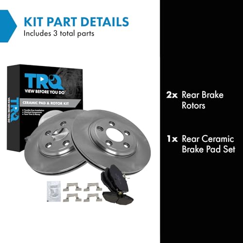 Image of TRQ Rear Ceramic Brake Pad and Rotor Set | For 02-05 Ford Thunderbird 00-06 Lincoln LS 00-02 Jaguar S-Type 03-05 Jaguar S-Type 05 XJ8 To Chassis # G49700