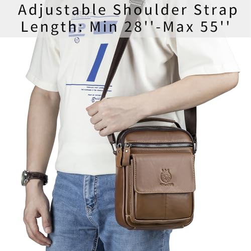 Image of Small Leather Messenger Bag for Men, Man Bag Crossbody, Men's Shoulder Bags Leather Man Purse Handbag