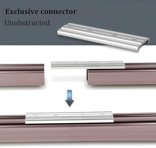 Image of MetDeals Aluminium Deluxe Silent Channel Curtain Track with Connector & Runners & Ceiling Fit,Hook,End Caps, Screw & Wall Plug|Curtain Rail System for Home & Office(Rosegold,5+5 Feet)