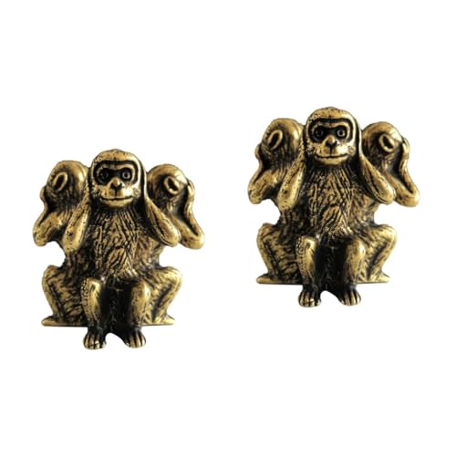  Cabilock 2 Pezzi Statua Decorativa Rame Scimmietta per Auto Adatta per Regali Compleanno e Inaugurazione Design Vivid e Adorabile con Monkeys Sentire Non Parlare