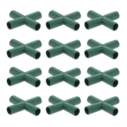12 Stück Gartenarbeit Kunststoffverbinder Halterung Rohrteile 16 mm 4-Wege-Gewächshaus-Rahmenverbinder Bauverbinder geeignet für Trauben, Rankgitter, Sonnenschutz, Schuppen, Gartenarbeit Cover