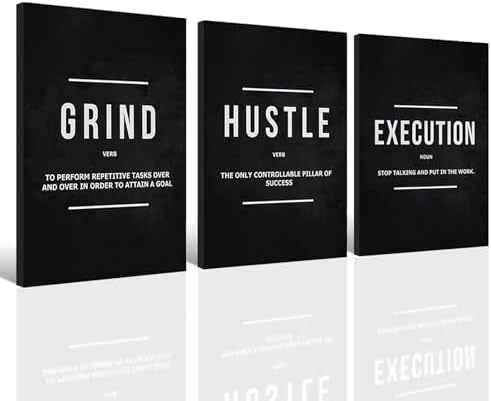 Motivational Canvas Wall Art Set of 3 – Inspirational Quotes, Framed & Ready to Hang