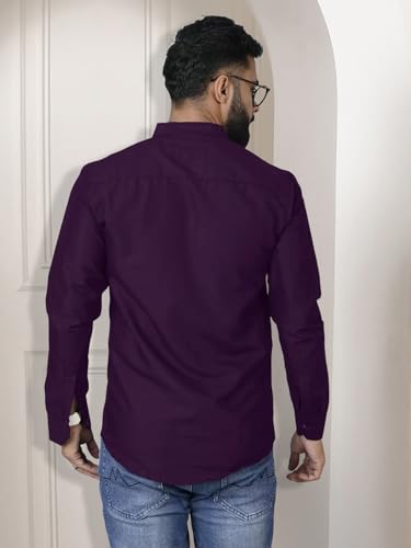 Image of Pinkmint Shirt for Men Cotton Spread Collar Button Down Long Sleeve Shirt Home, Regular, Home (Pack of 1) Purple