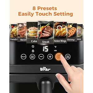 Air Fryer 6.4Qt, 8 in 1 Airfryer Timer Temp Adjustable Fast Family Meals with Cookbook, Large Visible Window Roast Bake Crisp Reheat Frozen Fries Steak, Non-Stick Basket Dishwasher Safe Air Fryer 64Qt 8 in 1 Airfryer Timer Temp Adjustable Fast Family Meals with Cookbook Large Visible Window Roast Bake Crisp Reheat Frozen Fries Steak Non Stick Basket Dishwasher Safe