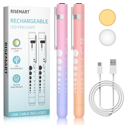 Image of 2Packs Rechargeable Pen Light for Nurses and Doctors Reusable LED Penlight