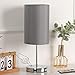 Nachttischlampe E26, Nachttischlampe Touch Dimmbar Grau mit 2 USB, Tischlampe, Grauer Lampenschirm aus Stoff Metallfuß, Tischleuchte für Wohnzimmer Schlafzimmer Büro(LED-Birne Enthalten)