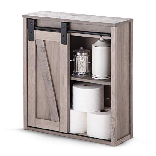 Flash Deals - 40% OFF Landia Home Bathroom Wall Cabinet - Storage and Organization with Sliding Barn Door