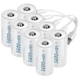 1.5V D Size Cell Battery for Flashlight Toys & floodlight,Lithium D Batteries Rechargeable 8 Pack, Rechargeable D Size Batteries with USB-C 4 in 1 Charging Cable.