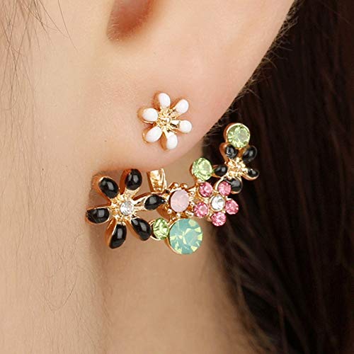 Flower Ear Jacket Earrings for Women Flower Cluster Ear Cuff Ear Jacket Front Back Ear Cuffs Stud Earring4