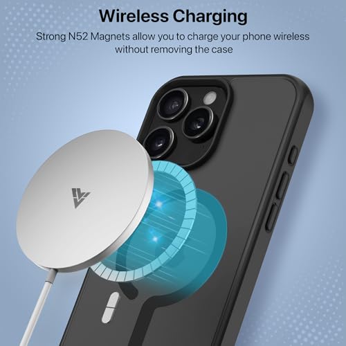 Image of Vaku Luxos Zennix Magpro Back Cover Case for iPhone 16 Pro Max Scratch Resistant Camera Screen Protector TPU Shockproof with Stand Holder Mag-Safe Wireless Charging- Black