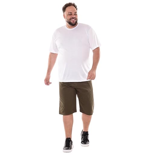 Alleppo Jeans Bermuda Masculina Plus Size em Sarja, Verde Musgo