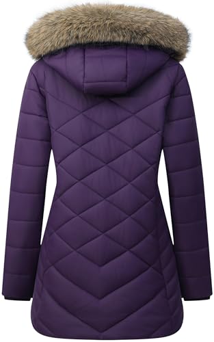 Women's Long Warm Winter Coat Windproof Thickened Fleece Lined Down Jacket Waterproof Puffer Outerwear with Removable Hood2