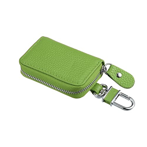 X AUTOHAUX Faux Cuir Fermeture éclair Voiture Fob Clé Étui pour Auto Télécommande Clé Vert Cover