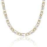 KissYan Gold Tennis Necklace for Women, 14K Gold Plated Diamond Cubic Zirconia Tennis Chain Adjustable Choker Dainty Jewelry Gifts(68-G)