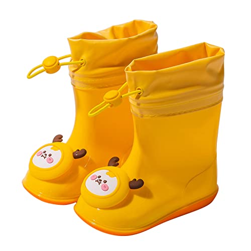 sfdgfhyf Little Kid Short Shoes for Children Lined Shoes Boots Rain with Drawstring and Girls Gumboots (Yellow, 2.5-3Years)2