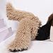 YFJNV Black Thigh High Fur Boots, Over the Knee Fluffy High Boots, Tall Furry shoes for Women (Light Khaki,8.5)