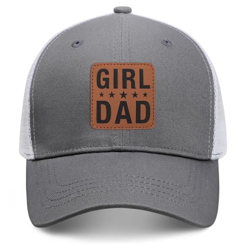 Image of Girl Father Daddy Dad Leather Patch Hat Birthday for Dad Papa from Daughter Son Adjustable Trucker Hat