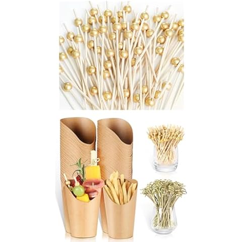 SEANSDA [50 Cups + 400 Picks] Disposable Kraft Charcuterie Cups with Cocktail Picks (2 Types) Cover