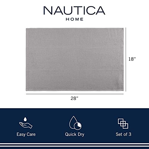 Nautica 100% Cotton Kitchen Towels Set Of 3 | 18" X 28" Super Absorbent Reusable Cleaning Cloths, Tea Towels, Hand Towels For Drying Dishes | Grey Stripe/White Dish Towels #TOP1