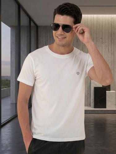Image of Lux Cozi Men Cotton Half Sleeves Round Neck Regular Fit Casual T-Shirt