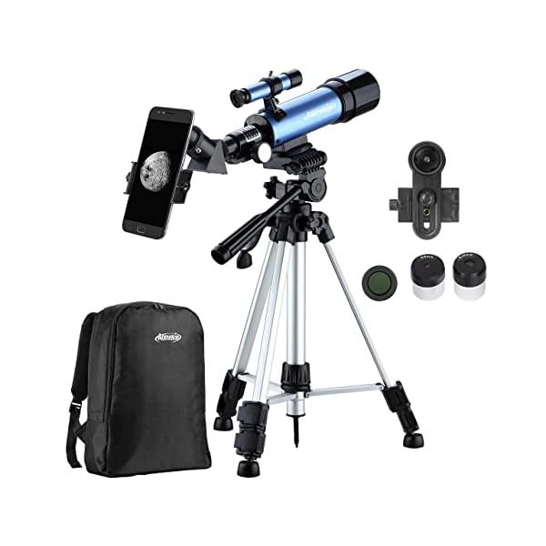 Aomekie Teleskop Kinder Einsteiger 50/360 Fernrohr Teleskop mit 10X Smartphone Adapter Stativ Tasche Barlow und…