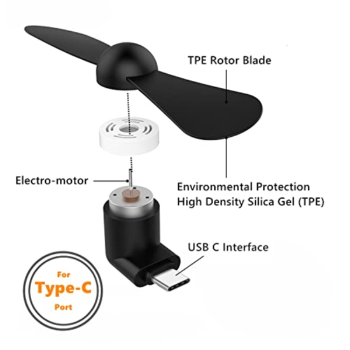 Yunlovxee TYPE C PHONE FAN Cell Phone Fan For Iphone 15 Usb C - 4 Pack Personal Mini Usb Fan Plug In Mobile Phones, Small Portable Pocket Cellphone Fan For Type C Port Including Iphone 15 Samsung thumb #3