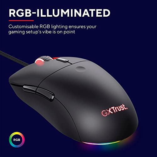 GXT 981 Redex Mouse da Gaming Leggero, 72 Grams, 200-10.000 DPI, Kailh Switches, Sensore Ottico, RGB Mouse, 6 Pulsanti Programmabili, Mouse Gaming per PC, Laptop, Windows – Nero - Mouse gaming - Immagine 2