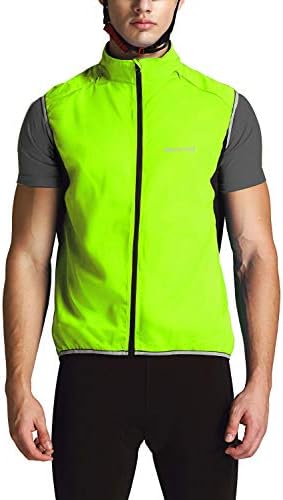 Outto Men' Reflective Running Cycling Vest for Safty and Windproof(Large,Green)