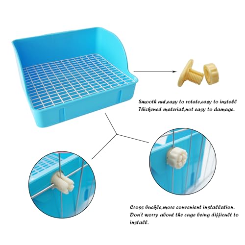 Image of 10Pcs Rabbit Litter Box Toilet,Bunny Plastic Square Cage Toilet with Grate Rabbit Corner Litter Bedding Small Animal Potty Training Box Pet Poop Pan for Bunny Guinea Pig Ferret Chinchilla(Blue)