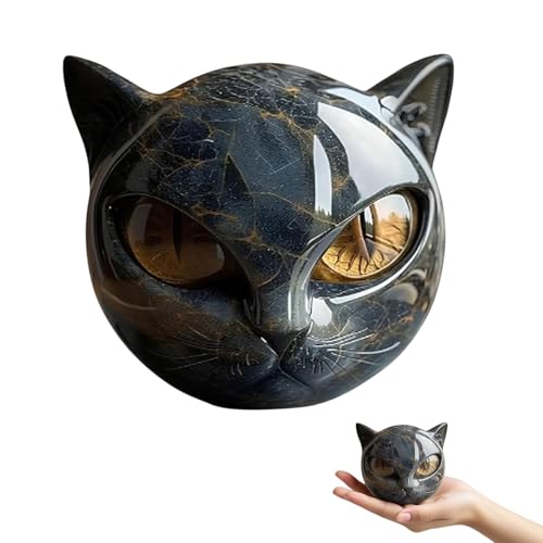 Genérico Escultura De Piedra De Gato Negro De Lujo: Elegante DecoracióN para El Hogar Y Obra De Arte Lista para Regalar. Figura De Gato Tallada con CuracióN, Piedras Preciosas Decorativas