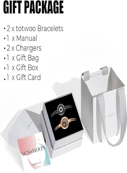 TOTWOO Touch Bracelets for Couples, Vibration & Light up for Love Couples | Long Distance Relationship Gifts for Girlfriend Bluetooth Pairing Jewelry