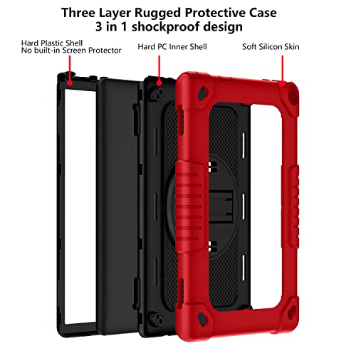 Soatuto For Walmart Onn 10.1 Gen 3 Tablet Case Dropproof Shockproof Cover With Handle Strap/Shoulder Strap/Kickstand Protective Case For Walmart Onn 10.1 Model 100071485 2022 Released (Red+Black) #TOP2