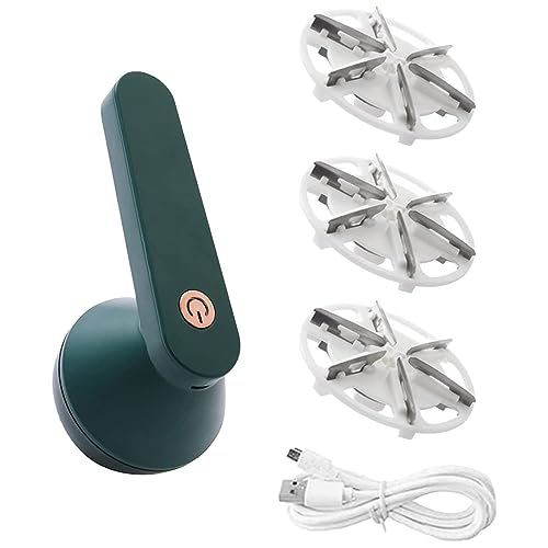 電動 毛玉取り機 電動毛玉取り器 充電式 毛玉とり機 毛玉クリーナー 毛玉カット コードレス USB充電式 切れ味 6枚ブレードモデル 作業効率高い 生地を守る 3個替ブレード付き ギフト プレゼント グリーン