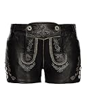 Stockerpoint Damen Lederhose Mona I Größe 32-42 I Bequeme Trachtenhose mit Stickerei & edlen Knöpfen in Hornoptik I Aus 100% hochwertigem Leder I Perfekt für Trachten & Festlichkeiten