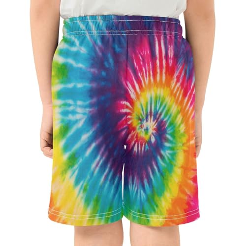 Rainbow Tie Dye Boys Athletic Shorts Kids Basketball Shorts Gym Short for Summer M3