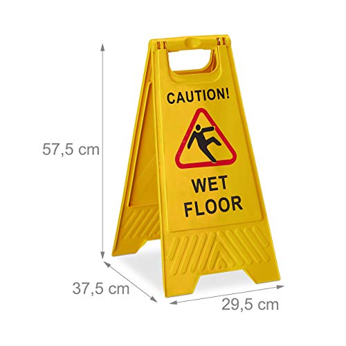 Panneau sol glissant caution wet floor jaune avec chevalet attention pliant