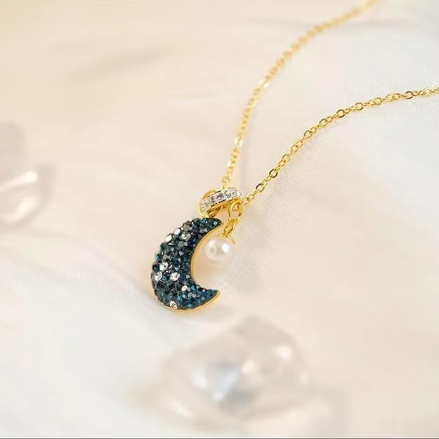 Zircon Lunar Crytal Heart Moon Pendant Necklaces Fashion Jewelry Women - Image 5