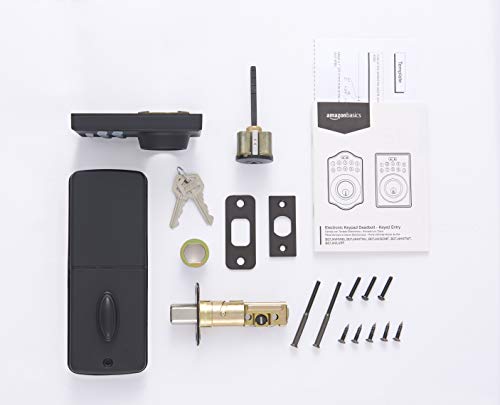 Amazon Basics Contemporary Electronic Keypad Deadbolt Door Lock, Keyed Entry, Matte Black #TOP2