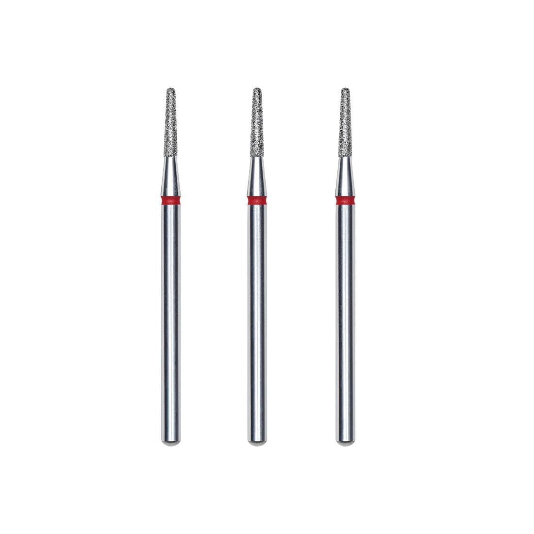 STALEKS PRO Set of 3 Diamond Nail Drill Bits 8 x 1.8 mm Manicure Pedicure Round Tip Shape (Fine Grit), Metallic Silver, Grano Fino