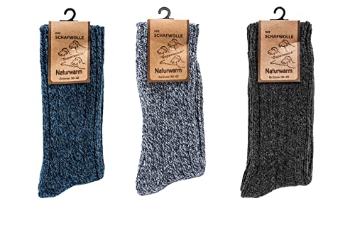 Leo Design 3 Pack Men's Natural Norwegian Wool Lambswool Cotton Blend Socks, Heavy Wool, Thick & Warm, Thermal