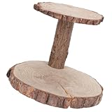 SHERCHPRY Soporte de Madera Natural para Cupcakes y Postres Estante Rústico de 2 Niveles para Decoración de Bodas Bandeja Multifunción para Frutas y Dulces en Mesa de Fiesta