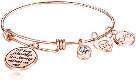 A True Friendship is a Journey Without an end Womens Charm Bangle Bracelet Jewelry Gifts