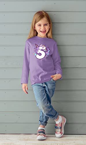 Image of Unicorn 5th Birthday Shirt Outfit for Girls 5 Year Old Fifth Birthday Five Tshirt
