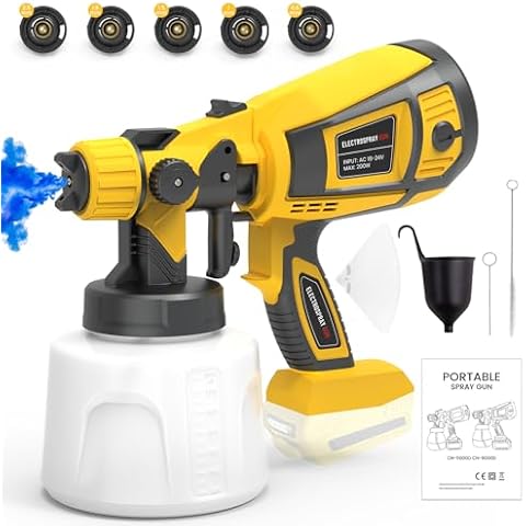 TwoWin Cordless Paint Sprayer for House Painting, Spray Paint Gun with 5 Nozzles and 900ml Container, 20V MAX Battery Powered Paint Sprayer for Home Walls Fence Cabinets (Battery not Included) Cover