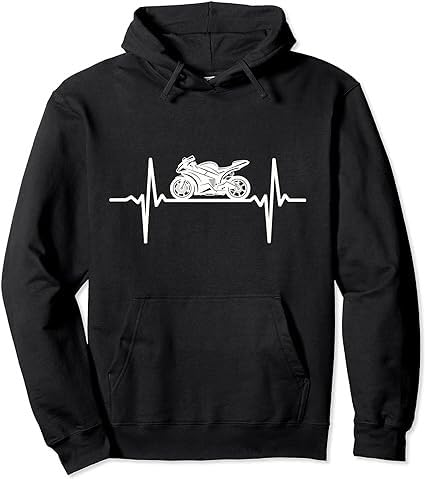 Funny Sport Bike Biker Pulse Motorcycle Riders Heartbeat Pullover Hoodie