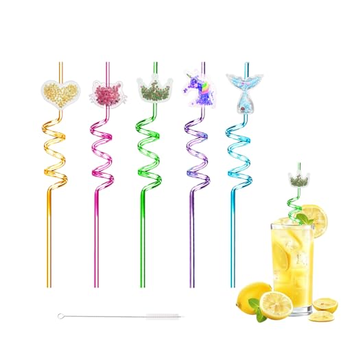 ZHERIKAH 12 Stücke Strohhalme Plastik, Trinkröhrchen Plastik, Wiederverwendbare Strohhalme, Cocktail Deko, Strohhalm Kinder, Trinkhalm Bürste, Geeignet für Cocktails, Milch, Saft, Tee
