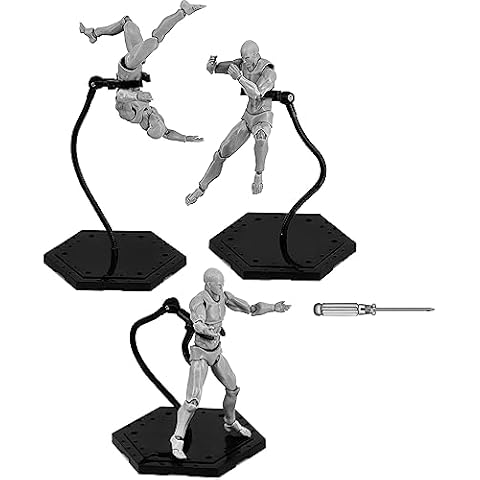 Yocoolfun 3 Pack Black Action Figure Stand,Action Figure Display Holder Stand Base,Compatible with HG RG SD SHF Gundam 1/144 Toy,Doll Stop Motion Holder Stand with Screwdriver Cover
